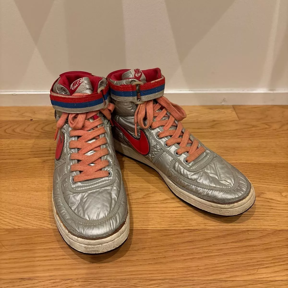 Baskets Nike Vandal Supreme argent x rouge US12 1984 originales vintage d'occasion