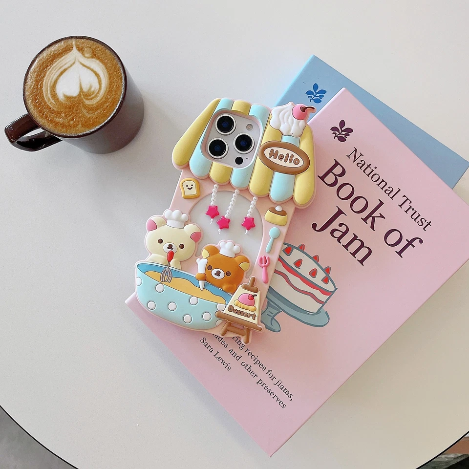 Cute Dessert House Rilakkuma Soft Case Cover For iPhone 16 Pro Max 15 14 13 Pro - Image 2 of 4