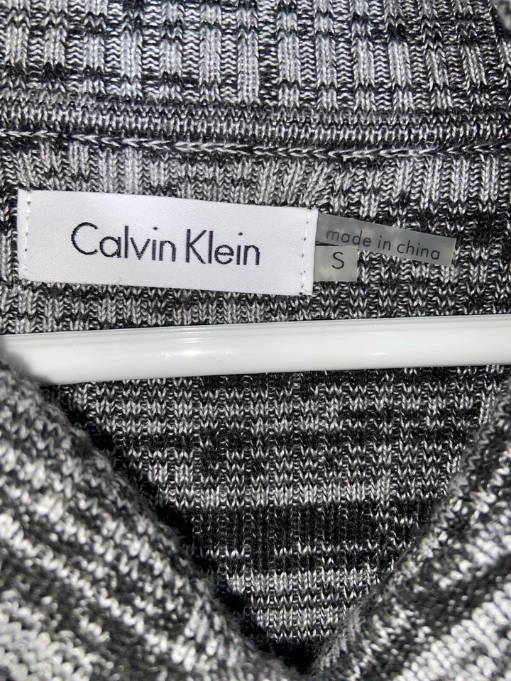 Calvin Klein Sweater Dress Womens S Heather Gray Ribbed Fit Flare Career Classic - Image 4 of 4