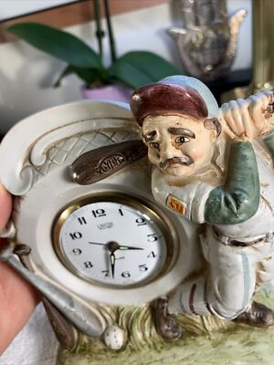 Landex Royal Craft Wind Up RARE Baseball Clock Works Great Made In