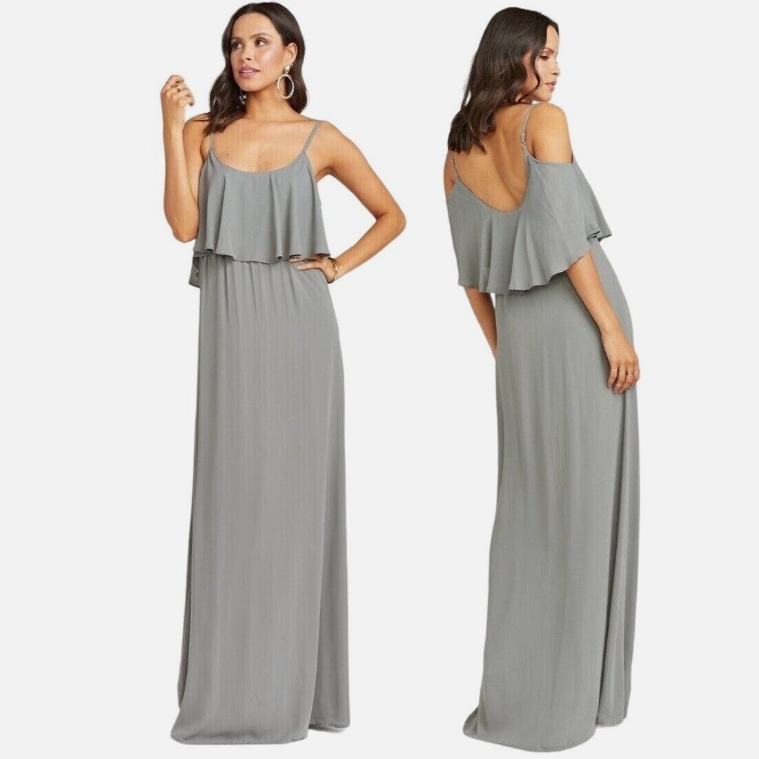 knee length dresses for ladies Ruffle-Trim Corset Maxi Dress in Ivory - 10 main image 1