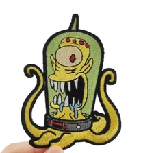 Simpsons Drooling Kodos Alien Figure & His Brother Kool Embr. Patch Set Of 2