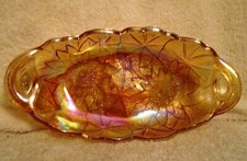 Vintage Indiana Lily Pons Iridized Glass Celery Pickle Tray Bowl 9 1/2 Inches
