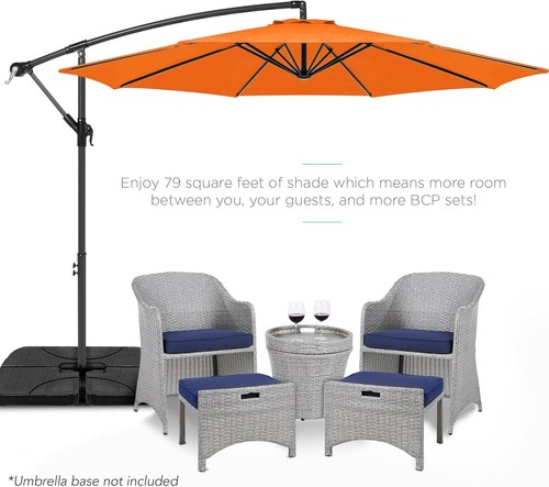 10 Ft. Aluminum Offset Round Cantilever Patio UmbrellaWith In Orange