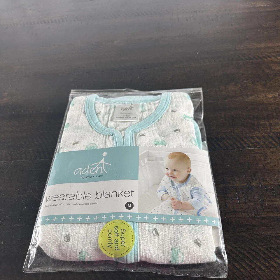 Manta Usable Aden + Anais M 6 12 M Verde Blanco Coche Auto Algodón Muselina ~NUEVA~ Foto 2 de 4