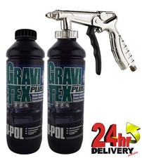 UPol GRAVITEX Stone Chip Overpaintable Protection Black 1 Litre x 2 + Air Gun
