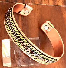 Pure Copper Magnetic Bracelet Arthritis Pain Therapy Energy Cuff Bangle Two Tone