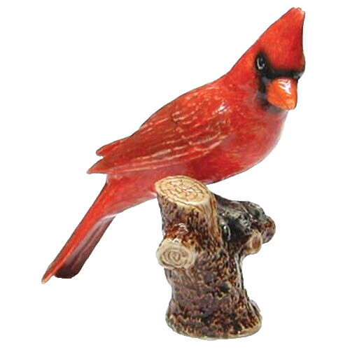 ❦ New NORTHERN ROSE Porcelain Figurine CARDINAL ON BRANCH Red Bird Tree Statue