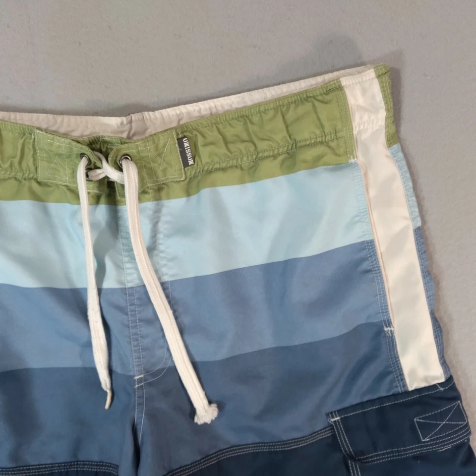 Mossimo Tabla de Surf Pantalones Cortos Bañador Hombre Medio Azul Rayas Bolsillos Carga Foto 3 de 4