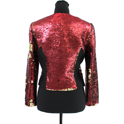 Ted Baker Blubele Sequin Oxblood Gold Full-Zip Cropped