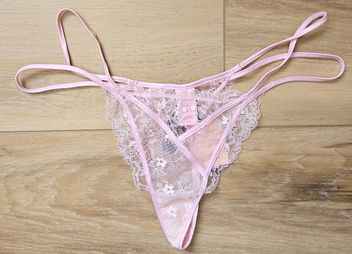 Culotte Bikini Vintage Victoria's Secret Logo Rayures Rose - Taille M | Neuf Étiqueté