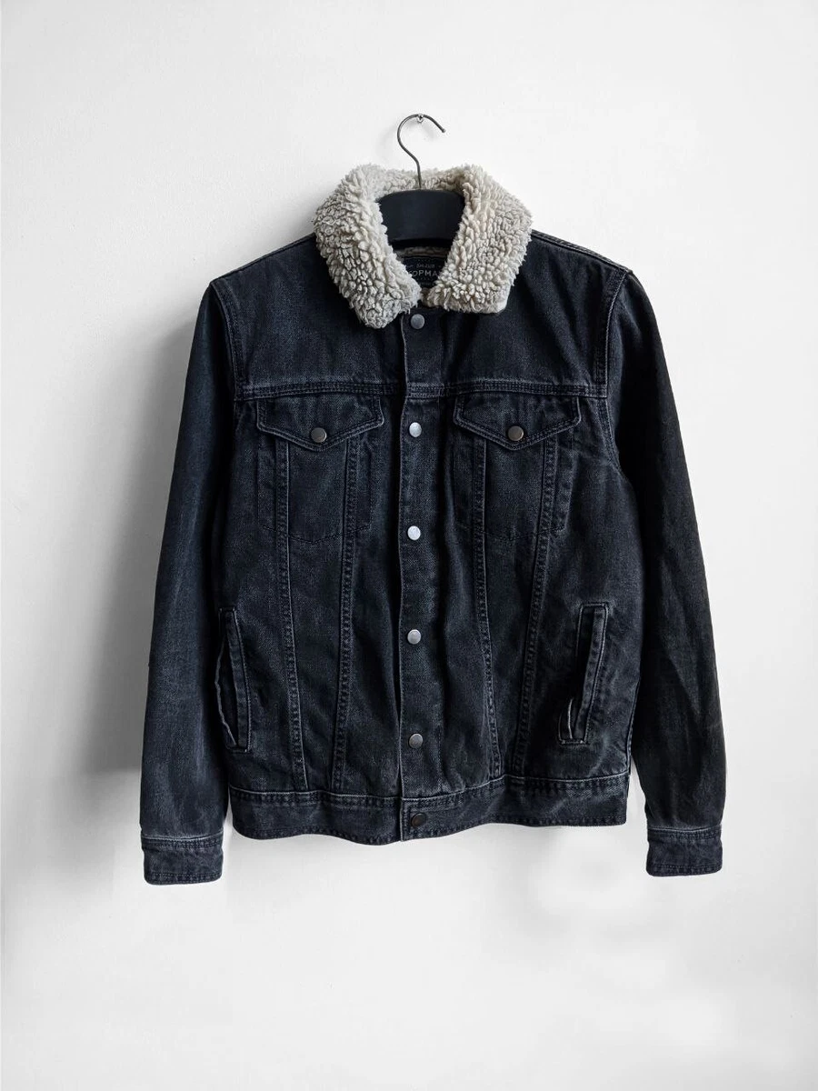 Topman denim cheap jacket black