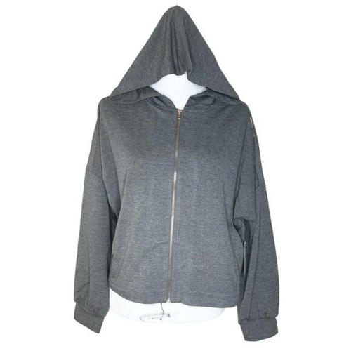 NEW Splendid Medium Gray Glitter Zip Up Hooded Jacket US M - Picture 2 of 7