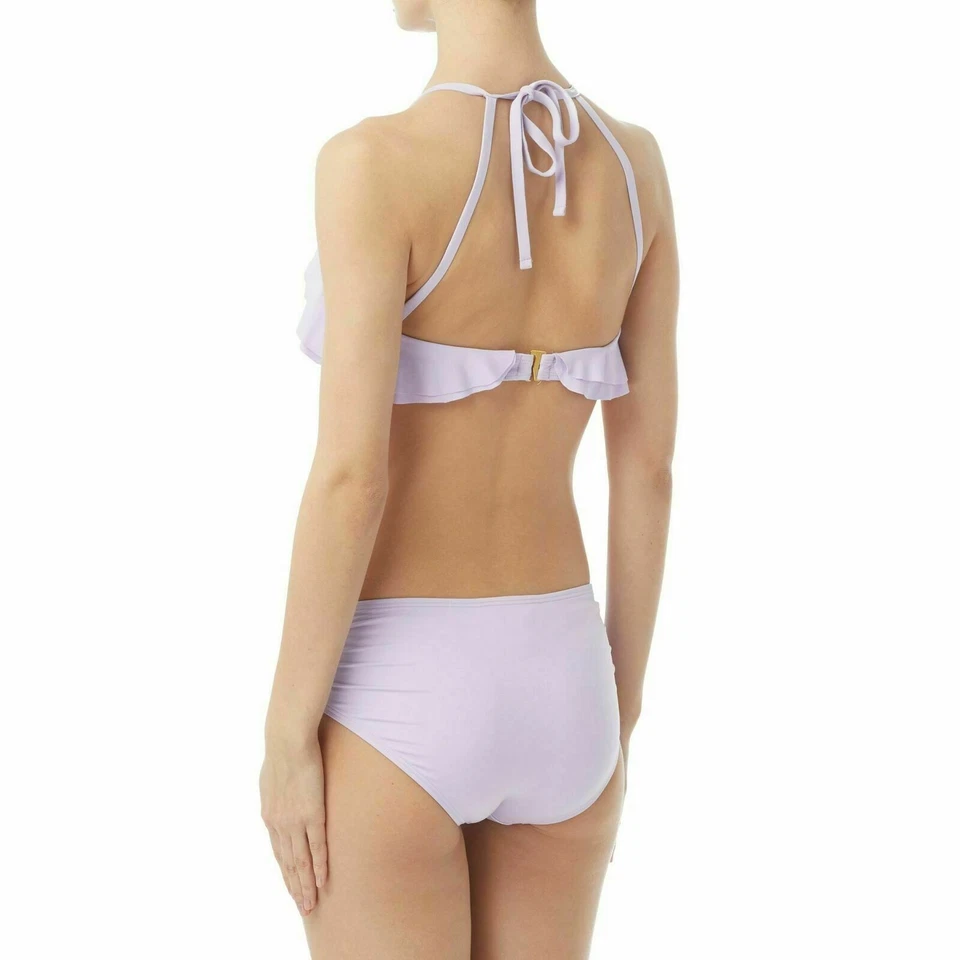 Carmen Marc Valvo Traje de Baño Bikini Conjunto de 2 piezas Cuello Alto Volantes Lavanda TALLA XS NUEVO Foto 2 de 4