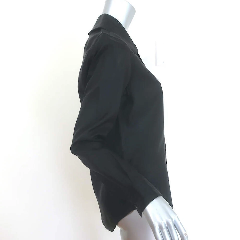 Camisa Comme des Garcons Cuello Peter Pan Negra Cupro Talla Pequeña Manga Larga Top Foto 4 de 4