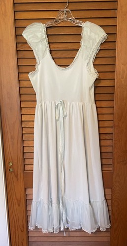 Vintage 50s Pale Powder Blue Rose Laros Nightgown Dress Coquette Festival Faerie - Picture 2 of 18