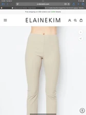 Elaine Kim Olga Leather Step Hem Cropped Flare Tech Stretch Pants Size small 