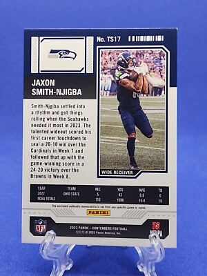 2023 Panini Contenders Jaxon Smith-Njigba RC Rookie Ticket Patch