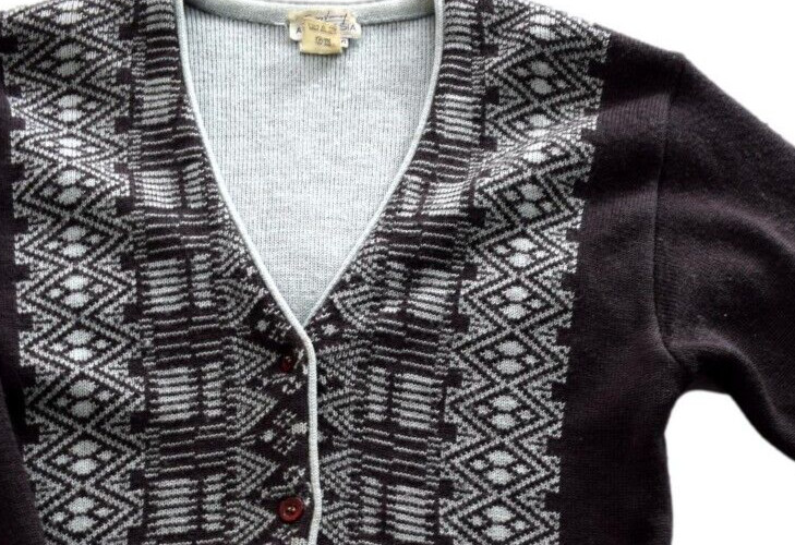 Vintage Womens Cardigan 90s Brown Patterned Buttoned Retro Boho 10 image 3
