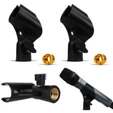 2X Adjustable Microphone Clip Holder for Mic Stand w/ 5/8" to 3/8" Screw Adapter