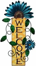 Metal Large Flower Welcome Sign Yard Door Wall Art Outdoor Patio Fence Decor