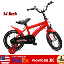 14 Inch Kids Bike Children Boys Girls Bicycle Bike Red with Training Wheels