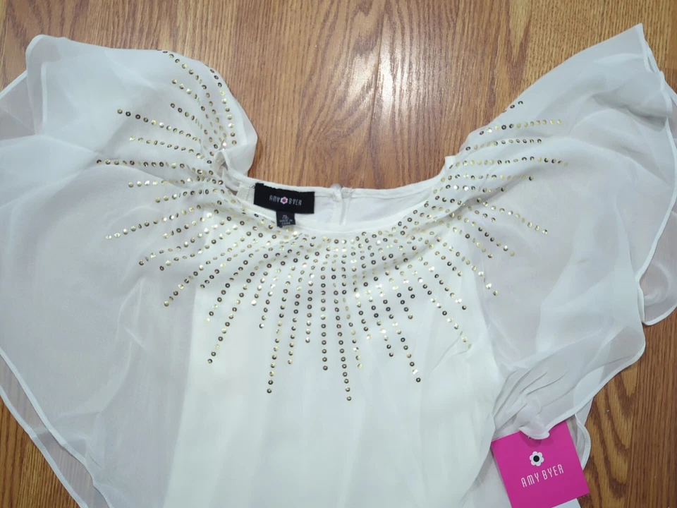 Camisa Amy Byer's Niñas XL (16) Marfil 2021G1N Nueva Con Etiquetas! ¡Vuelta al cole!  Foto 2 de 4