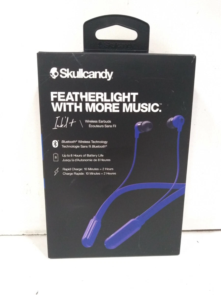 Skullcandy Ink d Plus Bluetooth Wireless In Ear Earbuds with Microphone Cobalt
