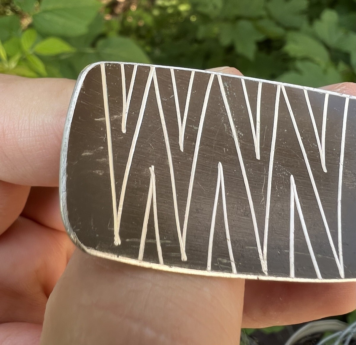 Jorgen Jensen Denmark Pewter MCM Striped Brooch 907 View 2