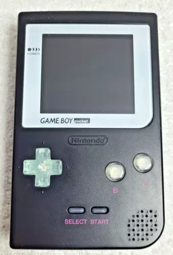 Nintendo GameBoy Pocket Black w/ IPS Screen - Clean, Tested, Working!