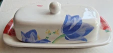 International China Company Stoneware Butter Dish Keeper Floral 8 "