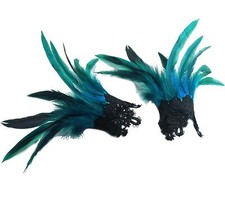 Real Nature Feather Cuffs for Game Party Halloween Pack of 2 Acid Blue