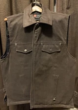 KAKADU MENS CONCEALED CARRY VEST DARK BROWN WITH LEATHER COLLAR SZ XXL EUC