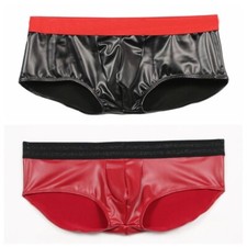 Hommes Faux Latex Élasthanne Boxer Slip sous-Vêtement Extensible Sexy Lingerie