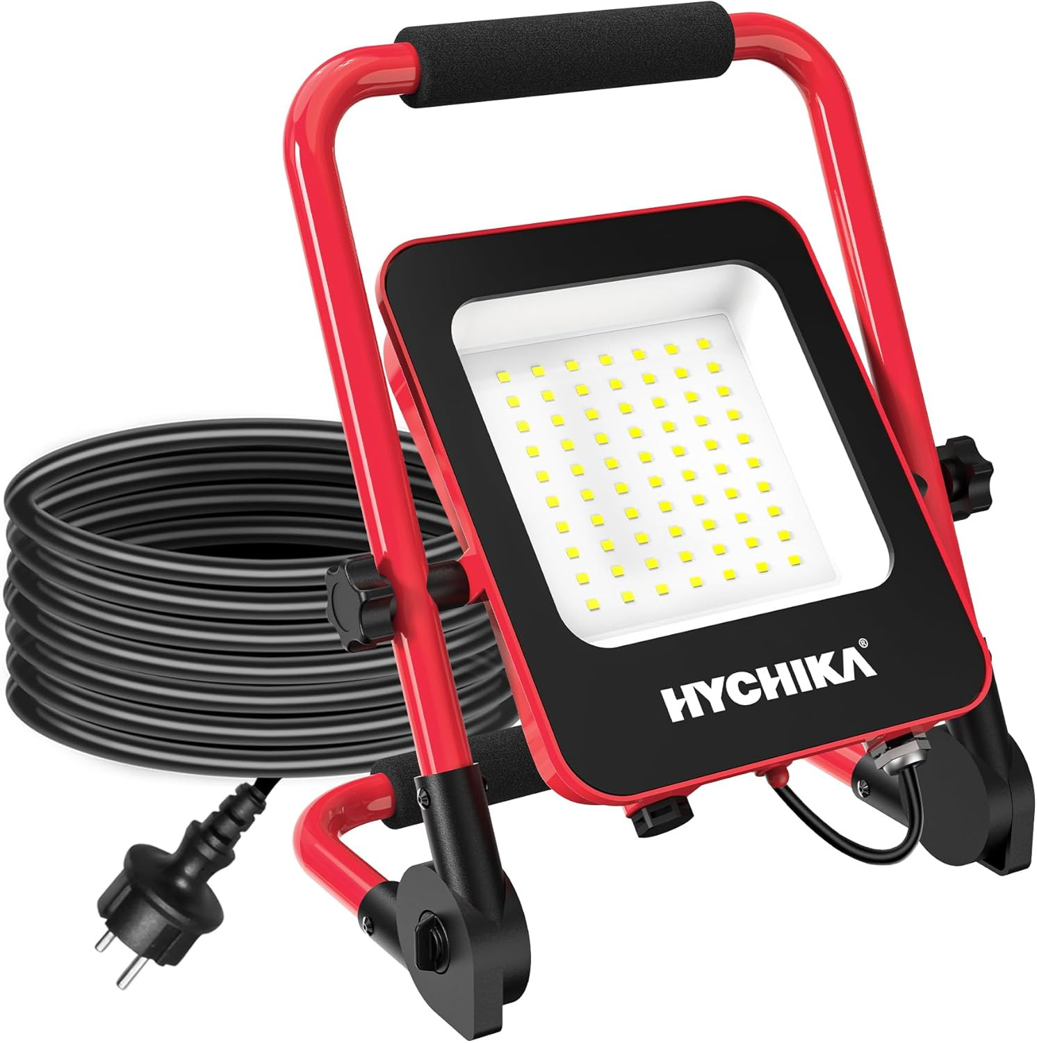 Projecteur LED Chantier 50W HYCHIKA Projecteur de Travail Orientable pour Rénovation de Garage