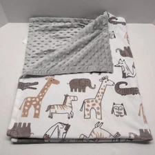 Boritar Baby Blanket Soft Minky Double Layer Dotted Backing Wild Animals 38x30