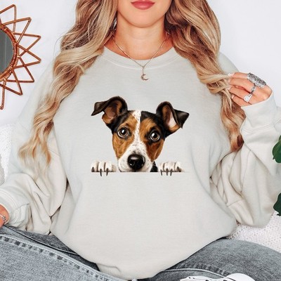 Hundeliebhaber Terrier Welpe Tiere Damen Sweatshirt Peeking Grafik Pullover