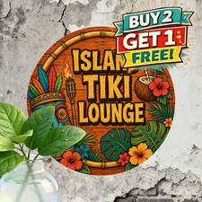 Hawaiian Tiki Bar Island Lounge Retro Round Metal Tin Sign Wall Decor 8x8