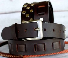 L Unisex Full Grain Cowhide 100 Leather Casual Dress Belt Brown 2611RS01