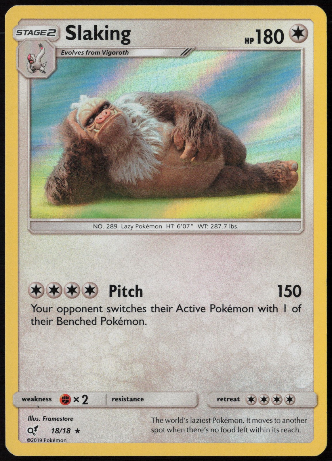 Slaking 18/18 Detective Pikachu Rare Holofoil EN Pokemon NM