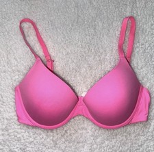 Vintage Y2K 2010 Victorias Secret Vibrant Bright Pink Push Up Bra Size 34D