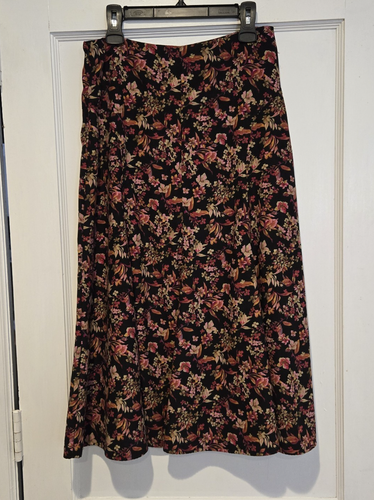 Christopher &Banks Midi Floral Design Suede Feel Skirt Side Hook and Zip Size 8 - Picture 3 of 11