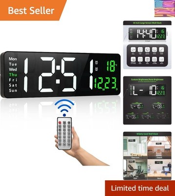 Large Digital Wall Clock,16 Inch Digital Wall Clock with Time Date Temp Week,...