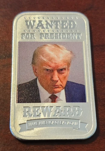 Donald Trump Mugshot .999 fine  1 Troy oz Silver Bar - Wanted for President