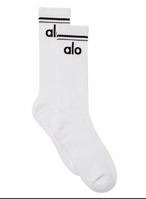 Alo Yoga Unisex Throwback Sock White / Black Size M