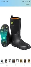 Rubber Work Boot for Men with Steel Shank, Waterproof Anti Slip Hunting Boot,...