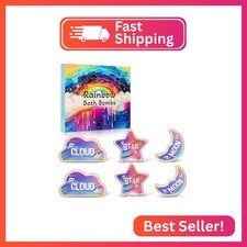 Rainbow Bath Bombs for Kids - 6 Pcs Handmade Natural Kids Bath Bombs, Organic Bu