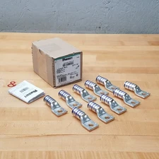 Lot of 10 - Panduit LCA4/0-38-X Copper Lug, Standard Barrel, One Hole, 3/8" Stud