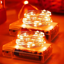 Thanksgiving Fall Decorations Orange Fairy Lights Battery Operated
