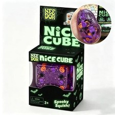 NeeDoh Nice Cube Halloween Edition Spooky Squish Fidget Stress Toy Purpl Pumpkin